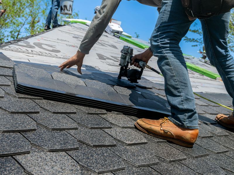 Architectural asphalt shingles close-up